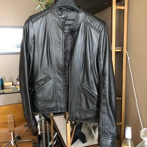Black GUESS Motorcycle/biker leather jacket